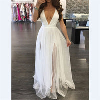 Load image into Gallery viewer, Hot Womens Summer Party Lace Vestidos Tutu Dress Jumper Ladies V Neck Backless Maxi Long Tulle Dresses Sundress Clothes Vestidos