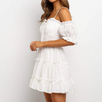 Load image into Gallery viewer, Mesh Tulle Mini White Lace Dress &quot;Women

