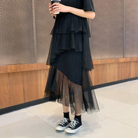Load image into Gallery viewer, Newly Women Mid-Length Tulle O-Neck Half Sleeve Layered Dress for Spring Summer DO99