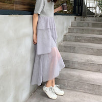 Load image into Gallery viewer, Newly Women Mid-Length Tulle O-Neck Half Sleeve Layered Dress for Spring Summer DO99