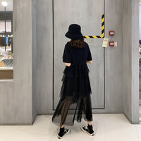 Load image into Gallery viewer, Newly Women Mid-Length Tulle O-Neck Half Sleeve Layered Dress for Spring Summer DO99