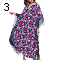 Load image into Gallery viewer, Party Fashion Women Leaf Flower Feather Print 3/4 Sleeve V Neck Tulle Maxi Dress