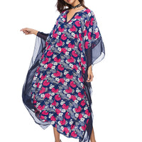 Load image into Gallery viewer, Party Fashion Women Leaf Flower Feather Print 3/4 Sleeve V Neck Tulle Maxi Dress