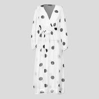 Load image into Gallery viewer, Plus Size Sundress Celmia Women Sexy Gauze Tulle Polka Dot Maxi Long Dress Lantern Sleeve See -through Beach Party Vestidos Sash