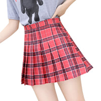 Load image into Gallery viewer, QRWR XS-3XL Plaid Summer Women Skirt 2020 High Waist Stitching Student Pleated Skirts Women Cute Sweet Girls Dance Mini Skirt