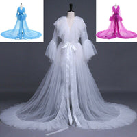 Load image into Gallery viewer, Sexy Women Deep V Neck Dress Nightdress Long Sleeve Dress Kimono Cardigan Nightwear Lace See Through Dresses Ladies Robe Dresses