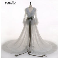 Load image into Gallery viewer, Sexy Women Deep V Neck Dress Nightdress Long Sleeve Dress Kimono Cardigan Nightwear Lace See Through Dresses Ladies Robe Dresses