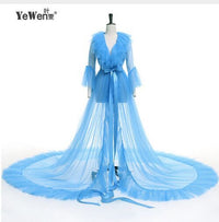 Load image into Gallery viewer, Sexy Women Deep V Neck Dress Nightdress Long Sleeve Dress Kimono Cardigan Nightwear Lace See Through Dresses Ladies Robe Dresses