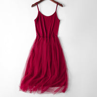 Load image into Gallery viewer, Women Summer spaghetti Strap Dresses sleeveless Voile Elegant Slim Puffy Party Dress Red Women Tulle Dress J15